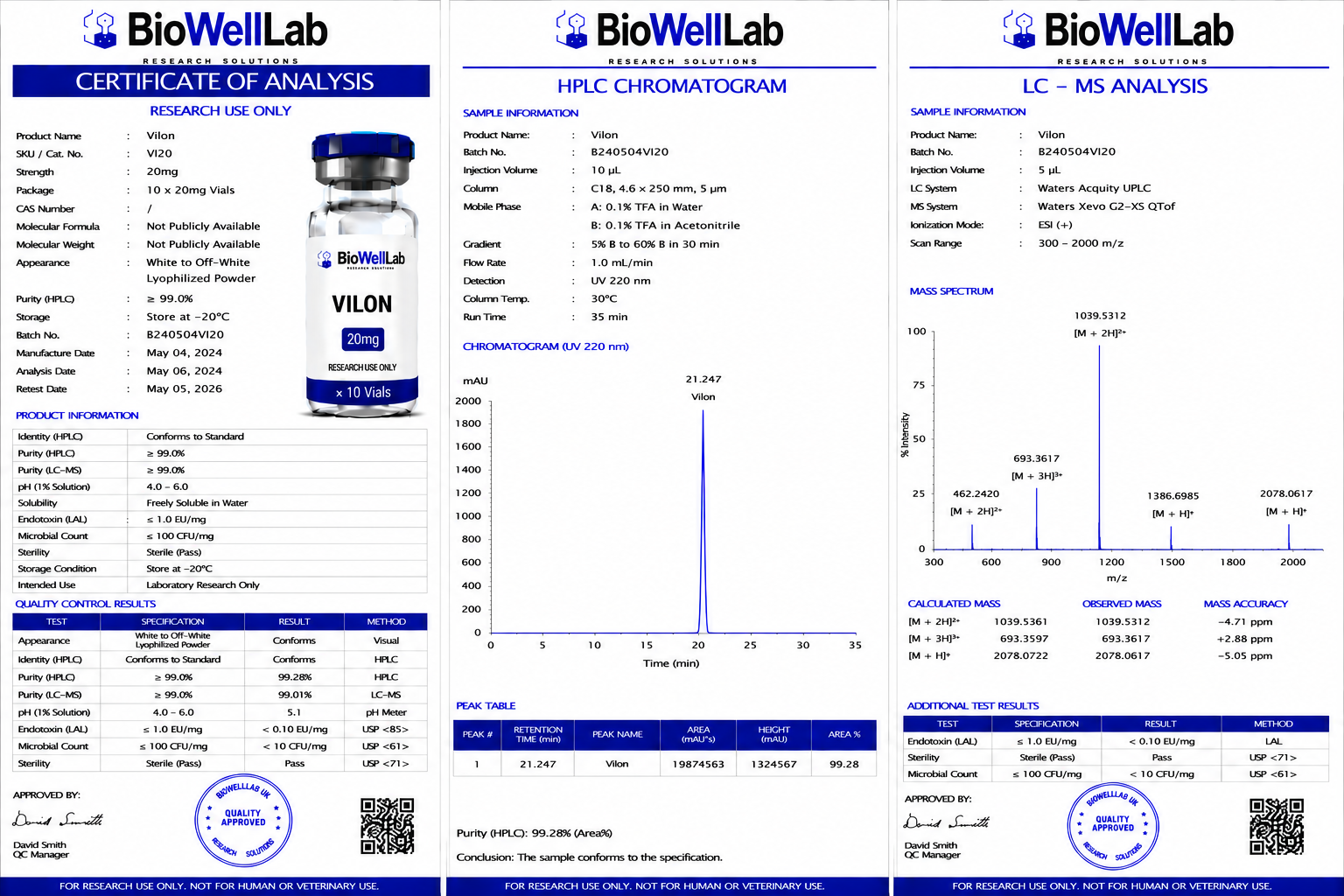 Vilon 20mg Research Peptide | BioWellLab UK