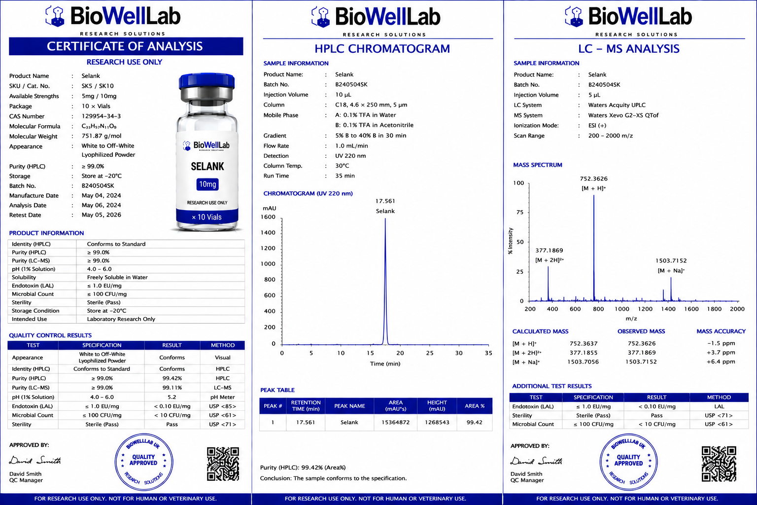 Selank Research Peptide 5mg & 10mg | BioWellLab UK