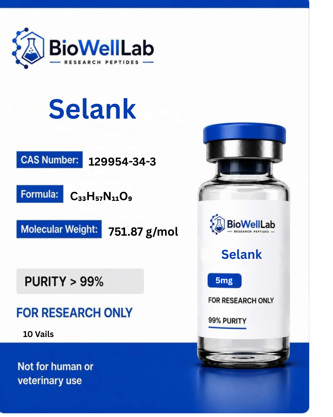 Selank Research Peptide 5mg & 10mg | BioWellLab UK