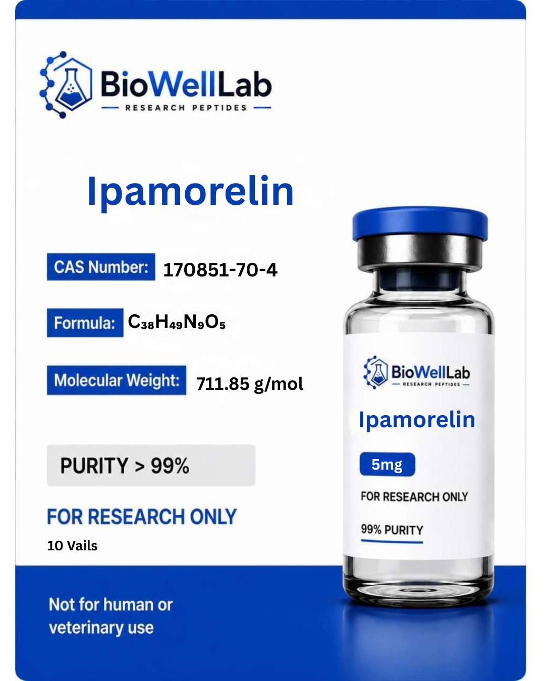 Ipamorelin Research Peptide 5mg & 10mg | BioWellLab UK