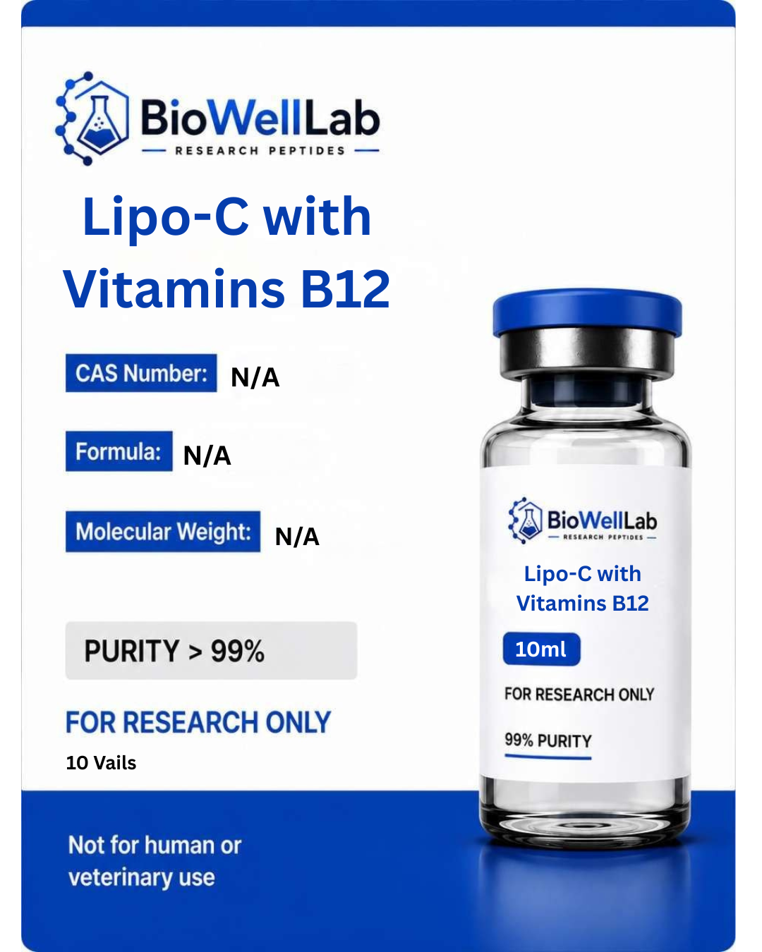 Lipo-C with Vitamins B12 10mL Research Solution | BioWellLab UK