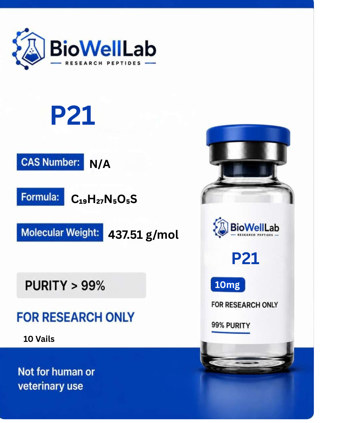 P21 10mg Research Peptide | BioWellLab UK
